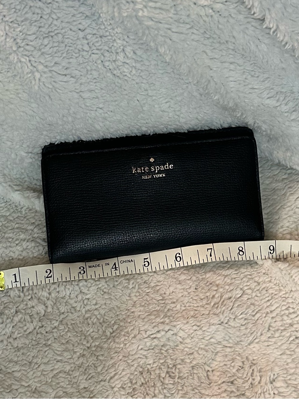 kate spade Black Saffiano Leather Bifold Wallet with Gold Logo